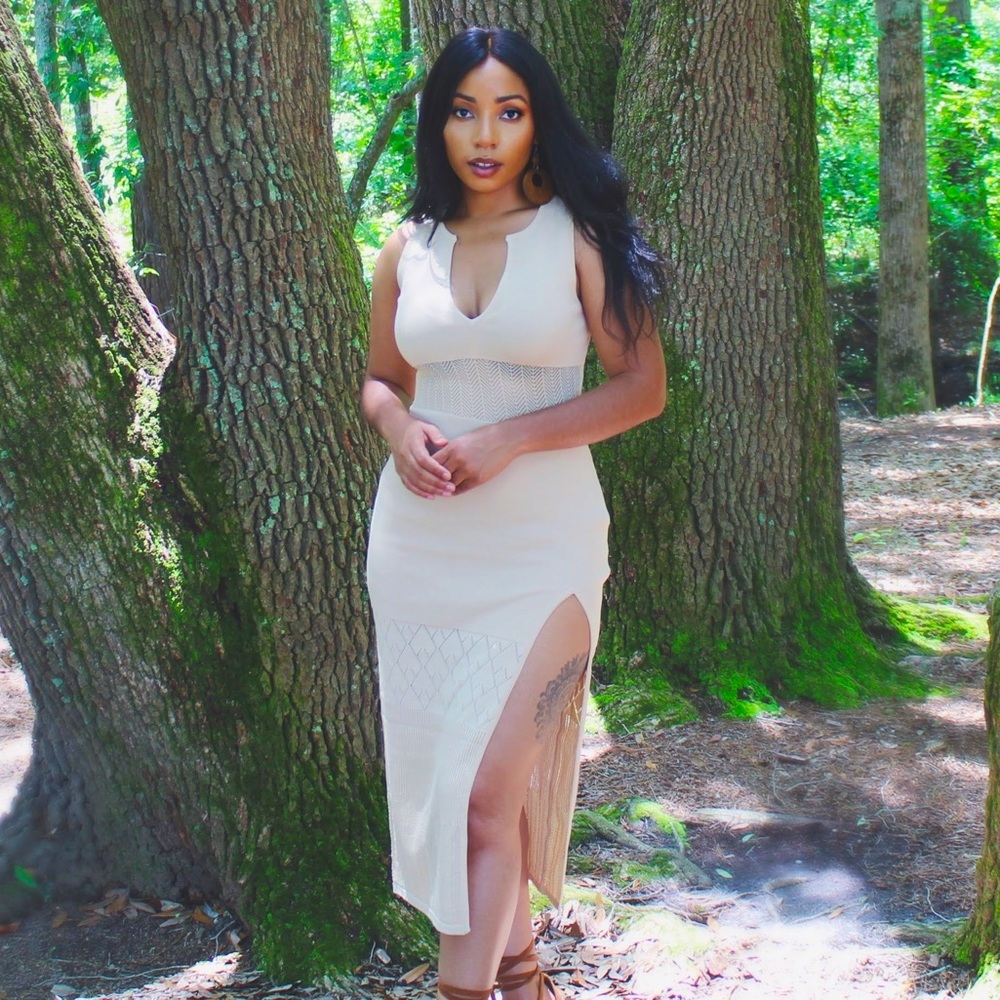 Beige Knit Dress